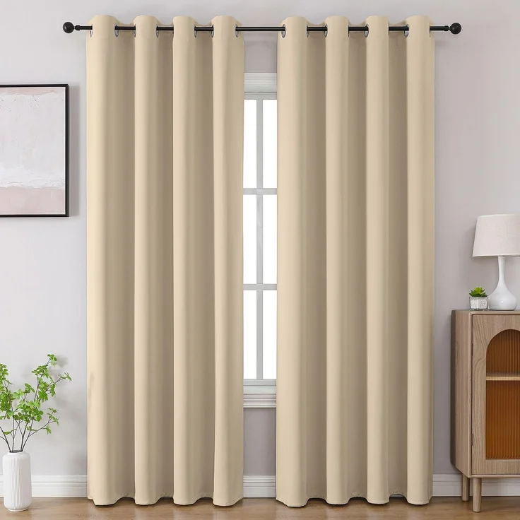 CUCRAF Hellbeige Verdunkelungsvorhänge, 244 cm Länge, 2 Paneele, Raumverdunkelungsvorhänge für Wohnzimmer, Schlafzimmer, wärmeisoliert, lichtblockierend, Fenstervorhang mit Ösen, (B 132 x L 244 cm)