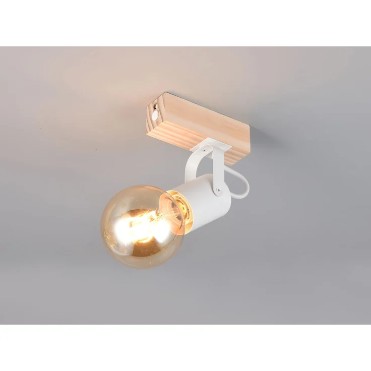 LED Wandstrahler aus Metall in Weiß mit Naturholz, Höhe 13cm – Bild 5