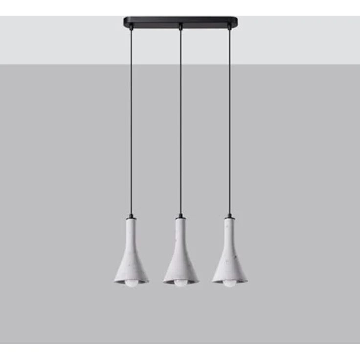 Sollux Lighting Rea 3L Pendelleuchte, industrielle Betonoptik mit schwarzem Stahl, grau – Bild 2