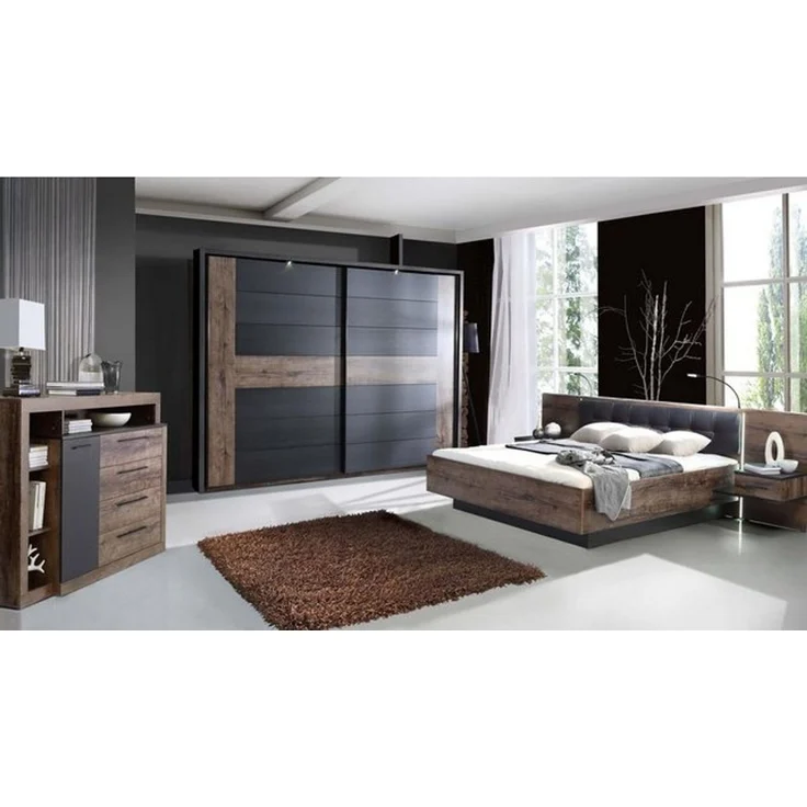 FORTE Schlafzimmer-Set Schlafzimmerset Bellevue 3 Schwarzeiche und Schlammeiche – Bild 4