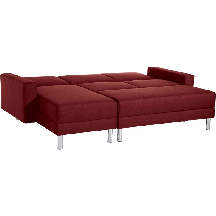 Funktionssofa mit Hocker Katryna Flachgewebe rot – Bild 2