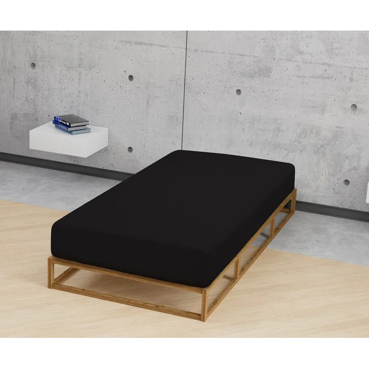 biberna Frottee-Stretch-Spannbetttuch 0012344, schwarz, 1x 140x200 cm - 160x200 cm – Bild 3