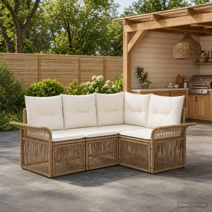 vidaXL Gartensofa-set 4 stk. Beige Poly-Rattan 3434823 – Bild 1