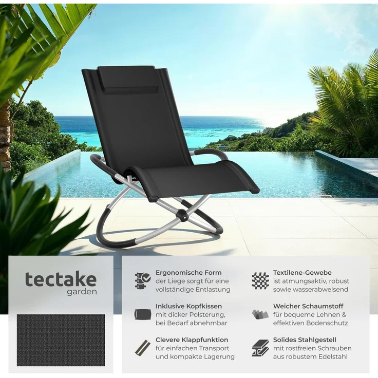 tectake Gartenliege Sonnenliege, 1, 1 St, 1tlg, mit Textilene – Bild 3
