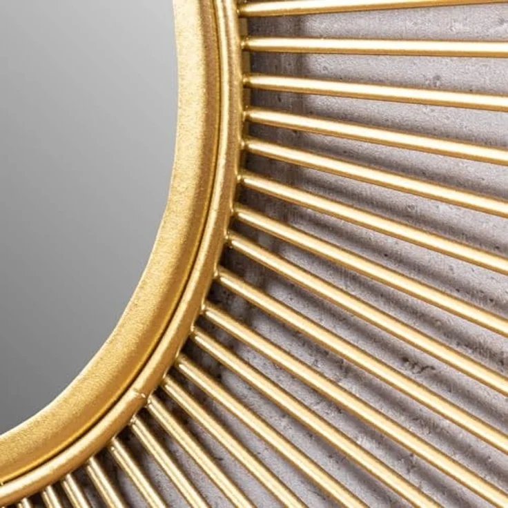 Levandeo® Dekospiegel, Sonnenspiegel Gold Ø 50cm Metall Deko Goldene Sonne Spiegel – Bild 5
