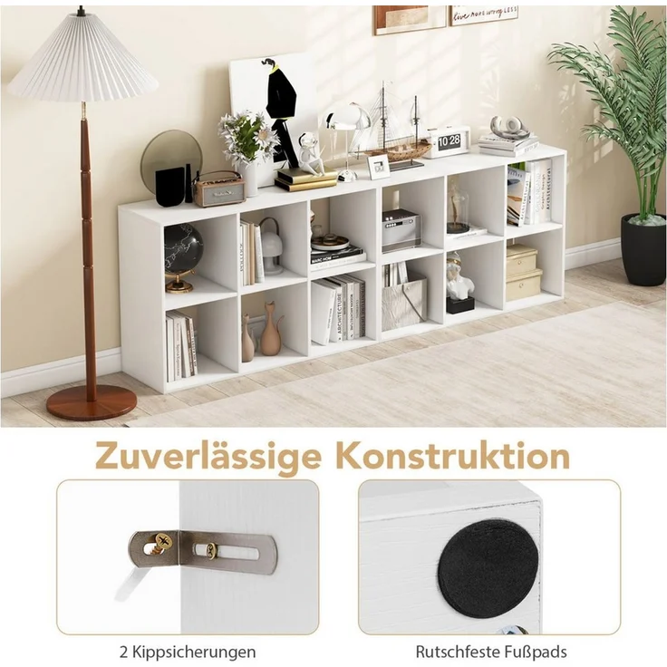 KOMFOTTEU Standregal, Bücherregal, Würfelregal mit offener Rückseite & Kippschutz – Bild 3