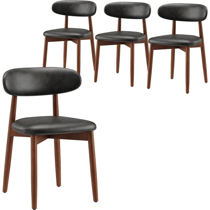 COLAMY Stühle Esszimmer 4er Set, Esszimmerstuhle Küchenstühle Hochdichter Schaumstoff, Atmungsaktives PU-Leder, Gepolsterte Sitzfläche, Sitzstuhl für Küche Wohnzimmer Haushalt & Café, Schwarz