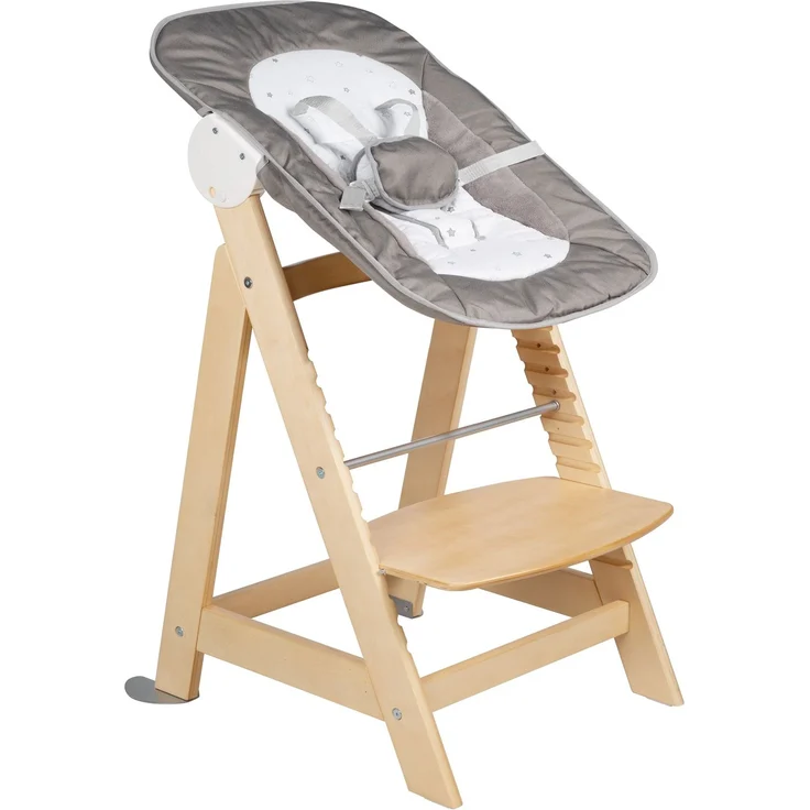 roba Treppenhochstuhl 'Born Up' - Set 2 in 1 - 'Sternenzauber' - mit Liegefunktion - ab Geburt - Natur – Bild 3