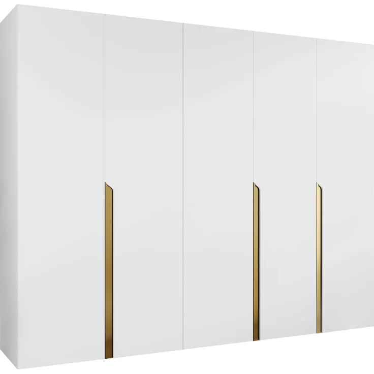 Kleiderschrank Veluna I 250 (Farbe: Weiß / Weiß + Gold) – Bild 1