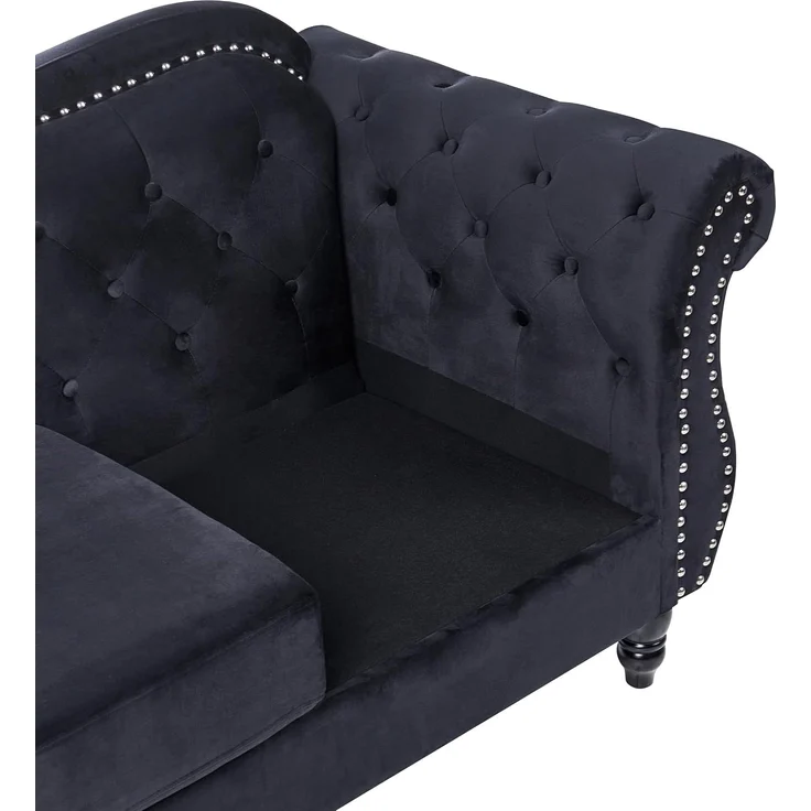Sofa 3-Sitzer SKIEN Samtstoff Schwarz – Bild 8