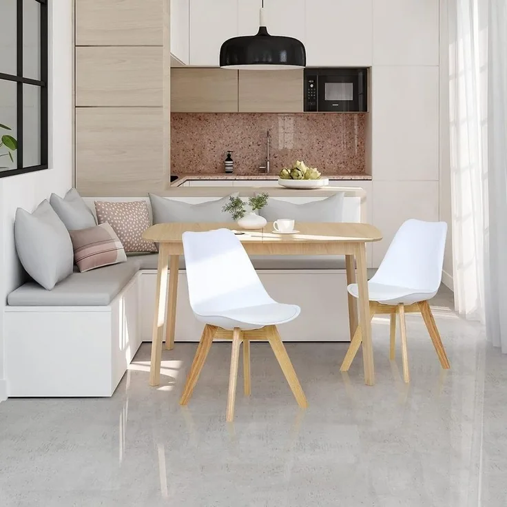 Esszimmerstuhl Kunstleder Holzbeine Lisa weiß