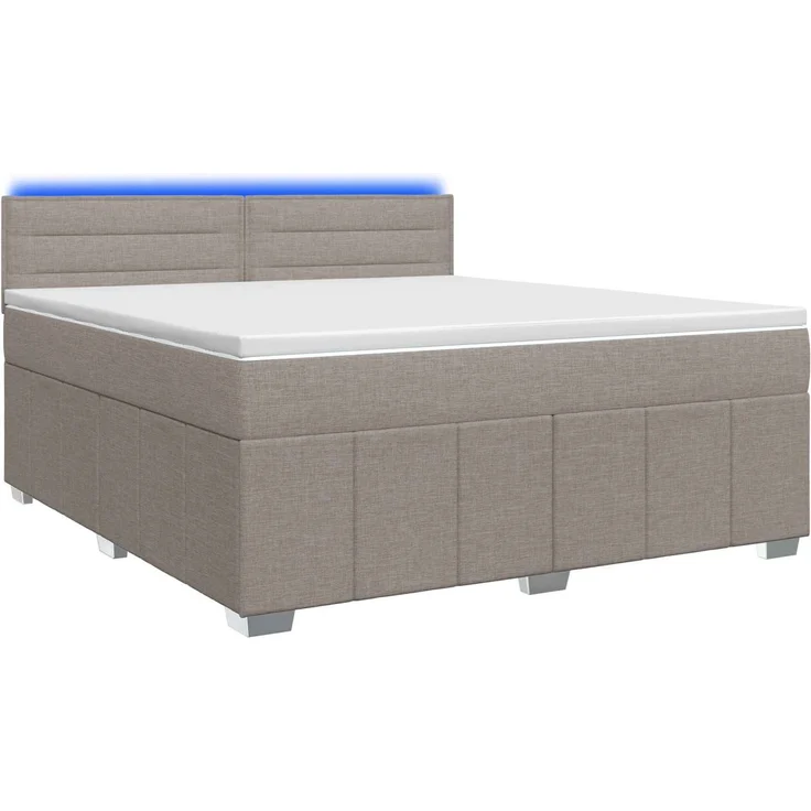 vidaXL Boxspringbett mit Matratze Taupe 160 x 200 cm Stoff 3452709 – Bild 2