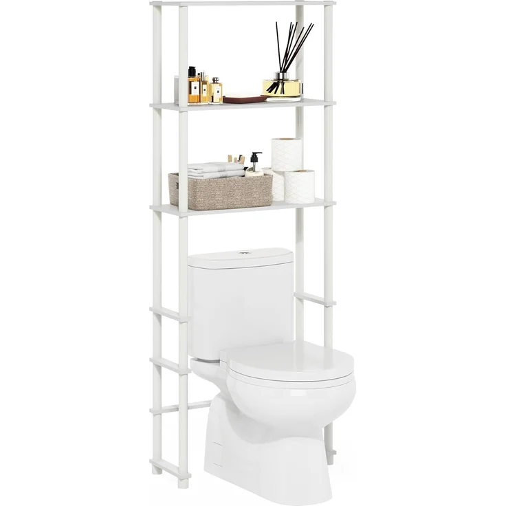 Furinno Turn-N-Tube WC-Platzsparer mit 3 Regalen, Weiß/Weiß – Bild 1