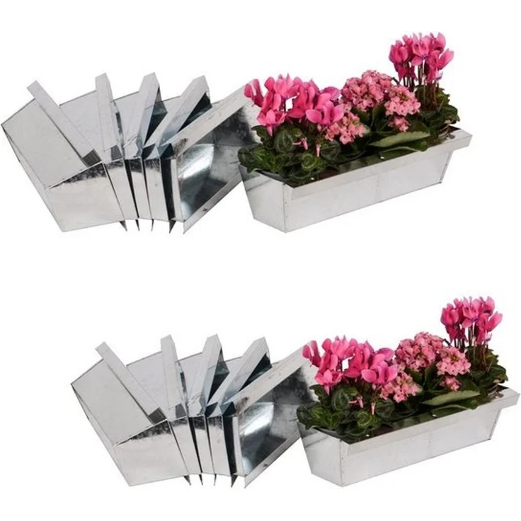 UNUS GARDEN Blumenkasten Blumenkasten mit Kante für Paletten (Blumenkasten aus Zink mit Kante 38 cm im 12er Set) – Bild 4