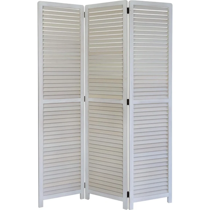 3 fach Paravent Raumteiler Holz Trennwand spanische Wand Sichtschutz weiß – Bild 1