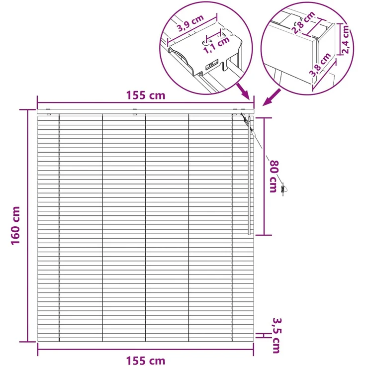 vidaXL Venezianische Jalousie Eichenoptik 155 x 160 cm 35 mm 42015352 – Bild 9
