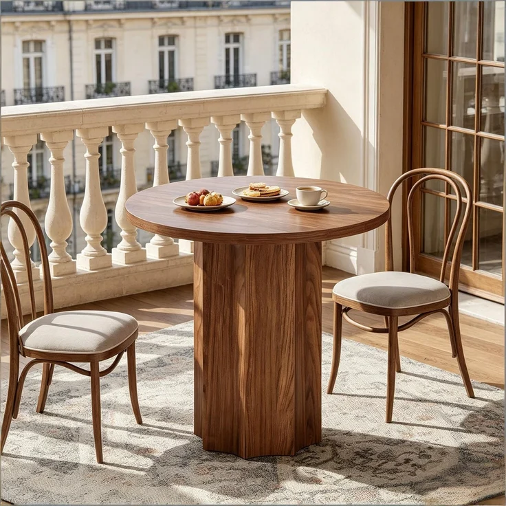 Moderne Besprechungstisch,Runder Bürotisch,Kleine Kaffeetisch,Konferenztisch(nur Tisch)--Braun--80x80x75.5cm--YOUDENOVA – Bild 7