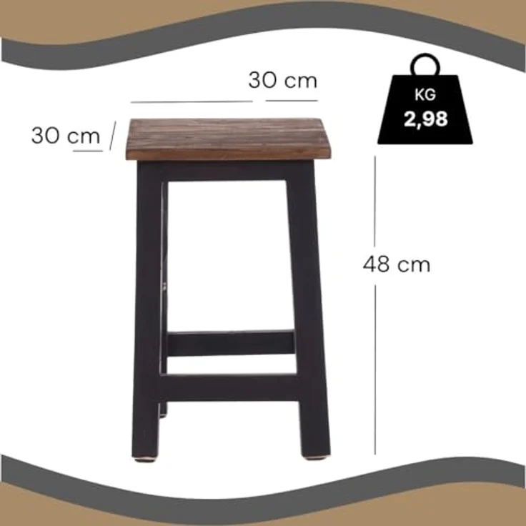 DESIGN DELIGHTS Hocker Sitzhocker MADERO, 48x30cm(HxB) Altholz Holzhocker, massivholz Hocker – Bild 4