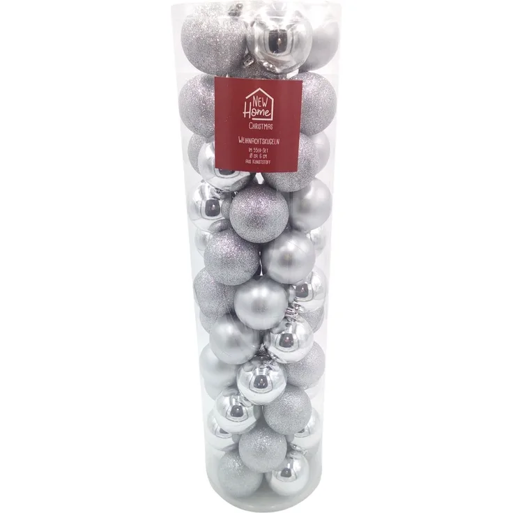 Weihnachtsbaumkugeln silber 55-tlg Christbaumschmuck Baumschmuck Christbaumkugel