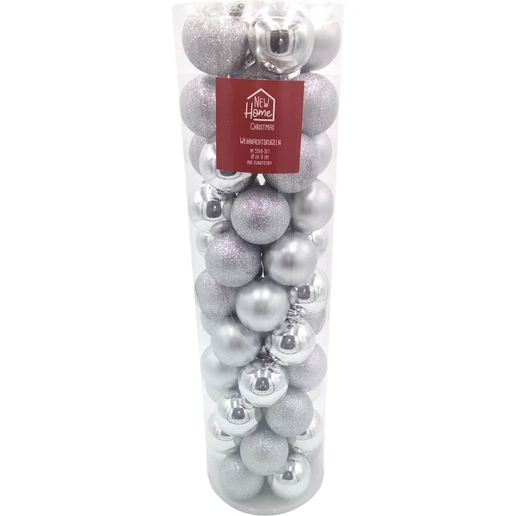 Weihnachtsbaumkugeln silber 55-tlg Christbaumschmuck Baumschmuck Christbaumkugel
