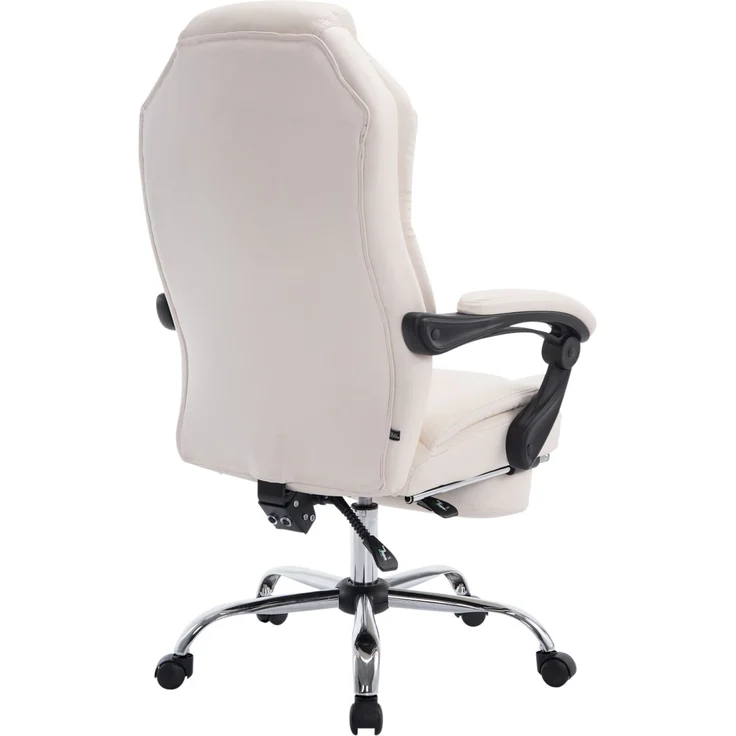 DELUKE® Bürostuhl MEDHA - 114x67x64, Creme Kunstleder Metall in Chromoptik Gestell ergonomische Bürostühle Homeoffice Stuhl mit Rollen – Bild 4
