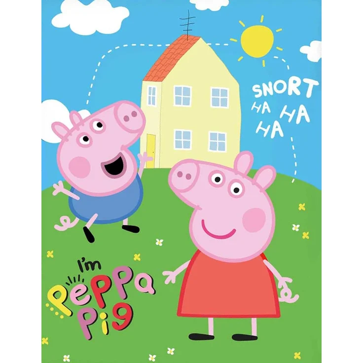 Kinderdecke Peppa Wutz Pig I'm 150 x 200 cm weich und kuschelig Coral Fleecedecke, BERONAGE, passend zur Bettwäsche, ideal für Sofa, Couch, Bett, Auto, Camping – Bild 1
