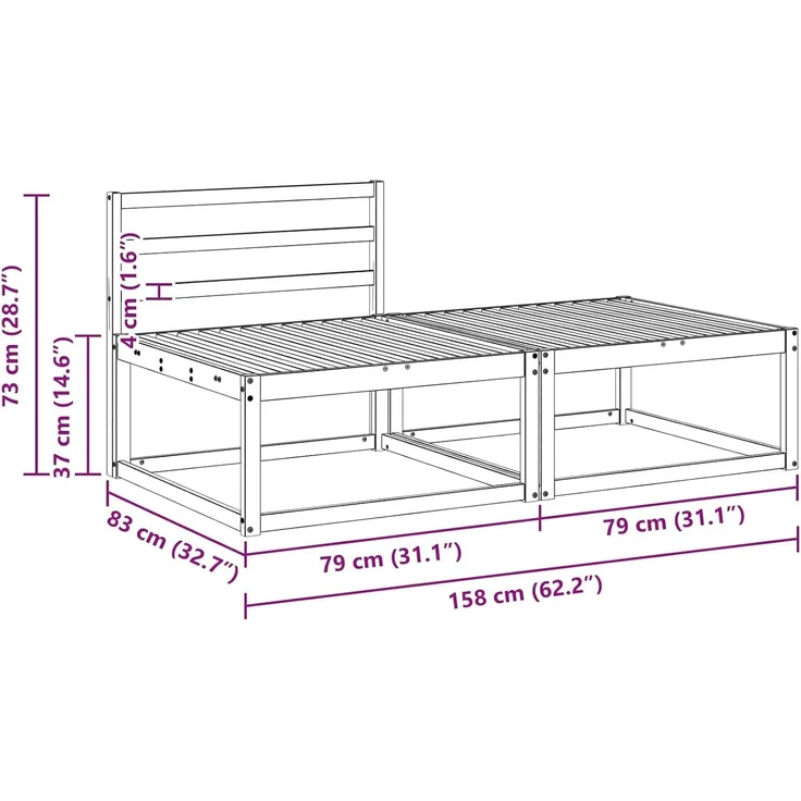 vidaXL Sectional Sofa Einheiten 2 stk. 2-Sitzer Massivholz Akazie 900546 – Bild 3