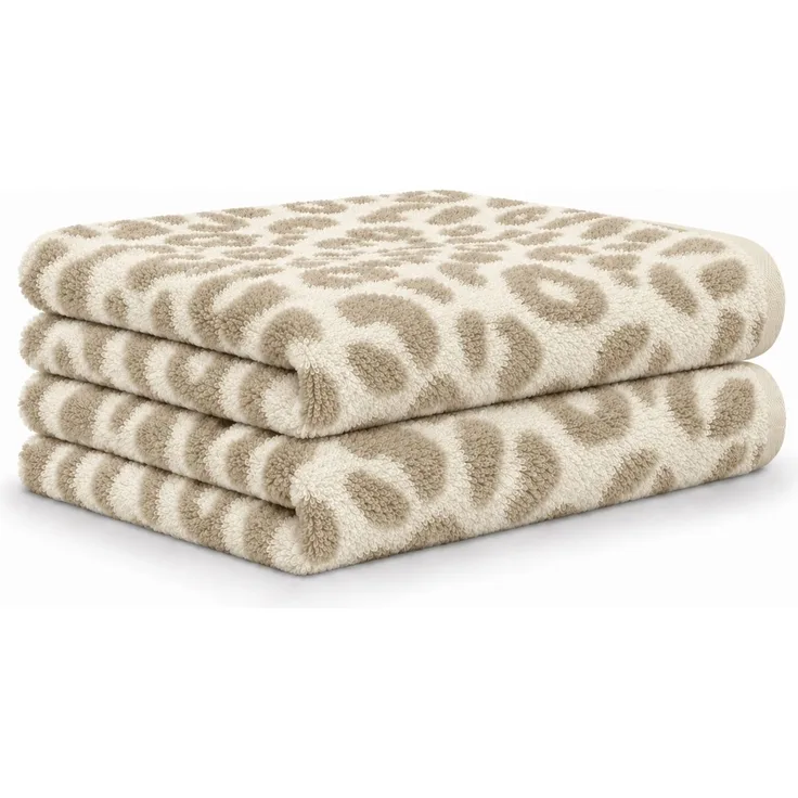 2 Stück Cawö Two-Tone Leo Gästetücher 540-36 Leoprint beige 30x50