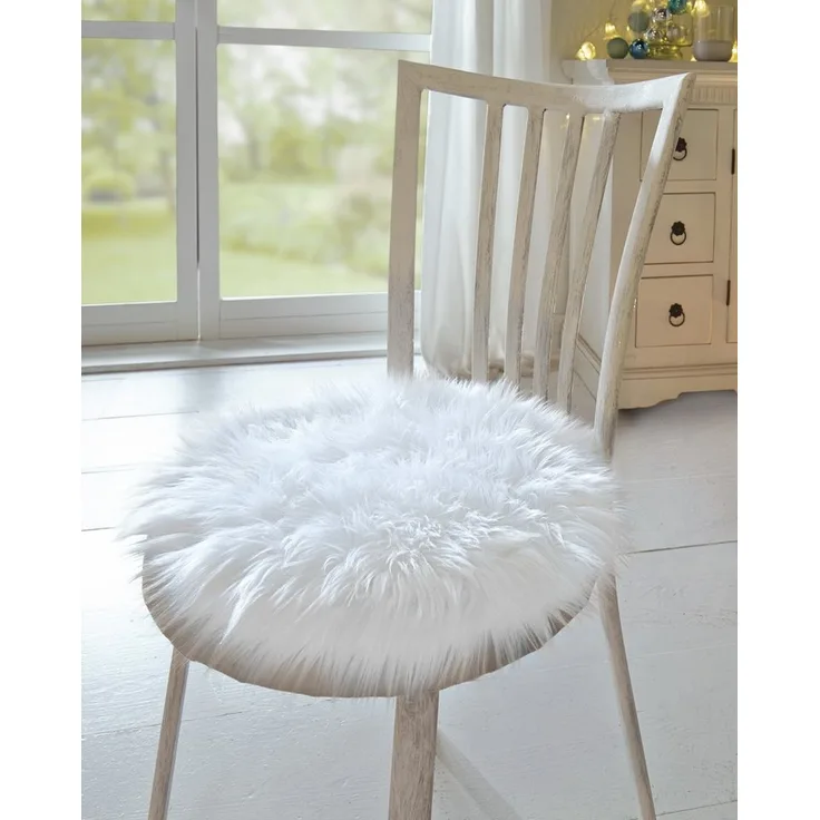 Dekofell Wohndekoration Deko Kissen Stuhlkissen Auflage rund Teppich Kunstfell