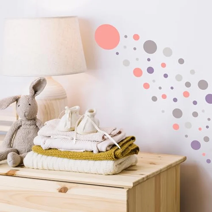 PUNALU Wandtattoo Kreis Set 176 Stück Wandtattoo Babyzimmer Kinderzimmer Kreisaufkleber, selbstklebend, rückstandslos abziehbar – Bild 7