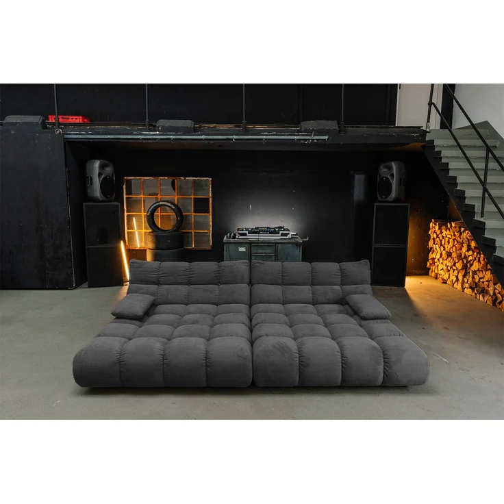 KAWOLA Big Sofa VIVIEN Feincord anthrazit 85 x 178 x 296 cm – Bild 4