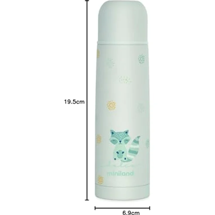 Miniland Thermy Mint 500 ml. Hochwertige Edelstahl-Isolierflasche von hoher Qualität um Flüssigkeiten warm oder kalt zu halten für mehr als 24 Stunden. – Bild 7