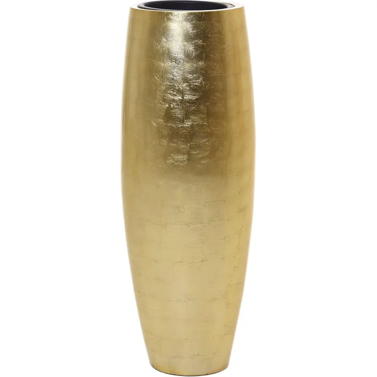 VIVANNO Bodenvase Fiberglas MAGNUM Rund - Gold Blattoptik Hochglanz (1 St), 37x100 cm