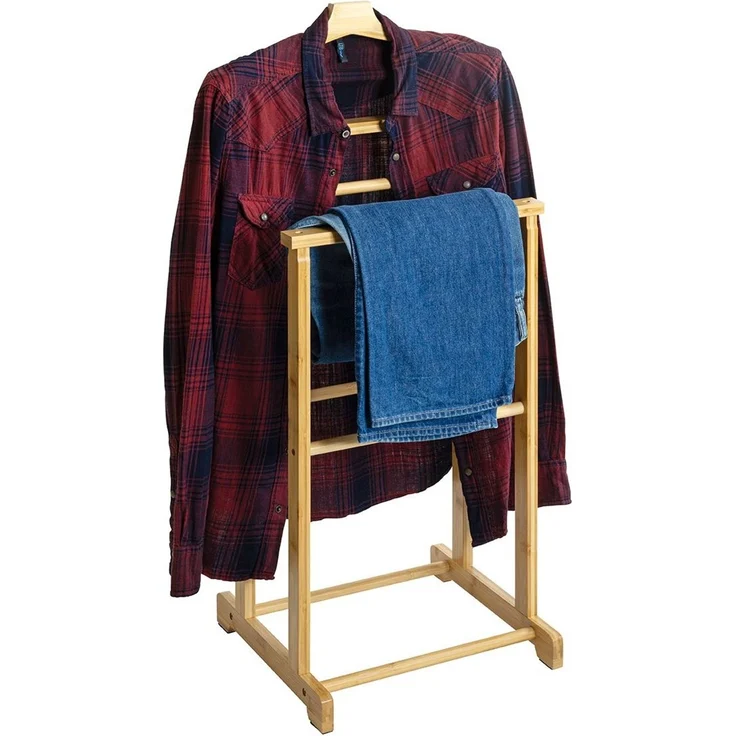 Haku Herrendiener Dressboy Anzugständer aus Bambus natur im Scandinavian-Stil, Gestell lackiert, belastbar bis 15 kg, 48x36x97 cm – Bild 3