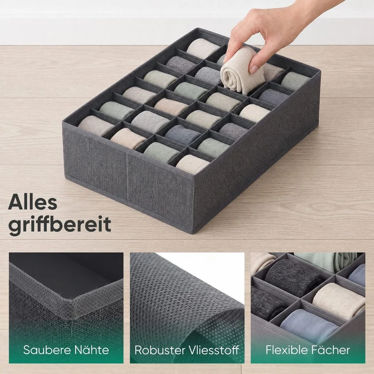 Sekey Aufbewahrungsbox Schubladen Organizer aus Vliesstoff Faltbare Aufbewahrungsboxen mit Fächer für HEMNES 108(60 Fächer) – Bild 5