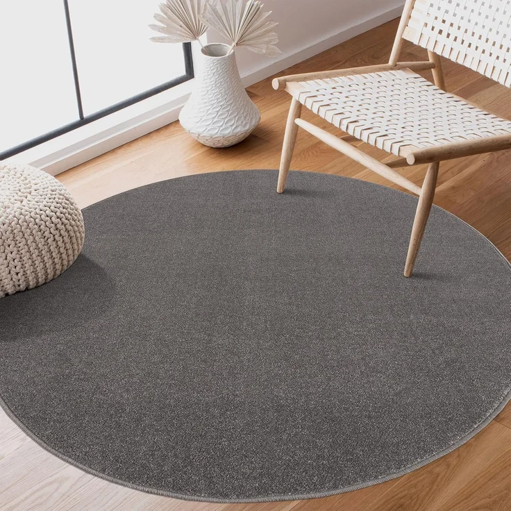 Sanat Teppich Uni, rund, Höhe: 13 mm, robuster Kurzflorteppich, große Farbauswahl – Bild 1