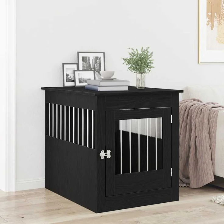 vidaXL Hundebox Möbel Schwarze Eiche 64,5x80x71 cm Holzwerkstoff 862177 – Bild 1