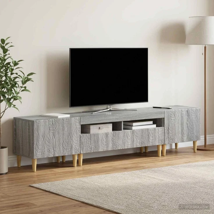 vidaXL 3-teiliges LED TV Regal DELFT Sonoma-Grau Holzwerkstoff 3416766 – Bild 1