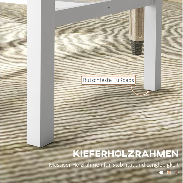 Esszimmerstühle 2er-Set 47,5 x 38,5 x 99 cm aus Kiefernholz – weiß, mit Rückenlehne – Bild 6