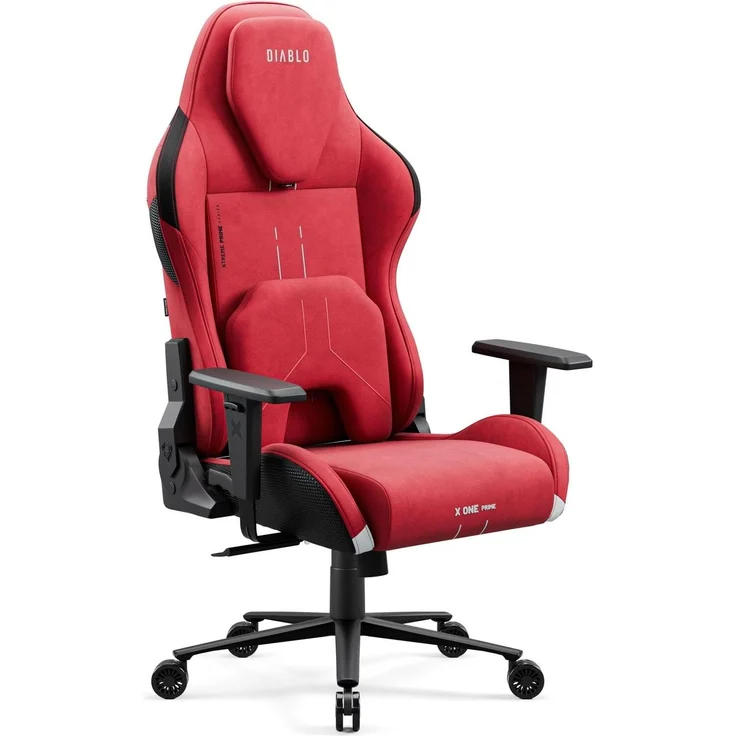 Diablo Gaming Stuhl Stoff X.One Prime Gamer Stuhl Ergonomisch mit Magnetische Kopfstütze und Kühlender Sitz Robuste Metallbasis, Höhenverstellbare Armlehnen Pc Stuhl, Gaming Chair 140 kg Bloody Mary