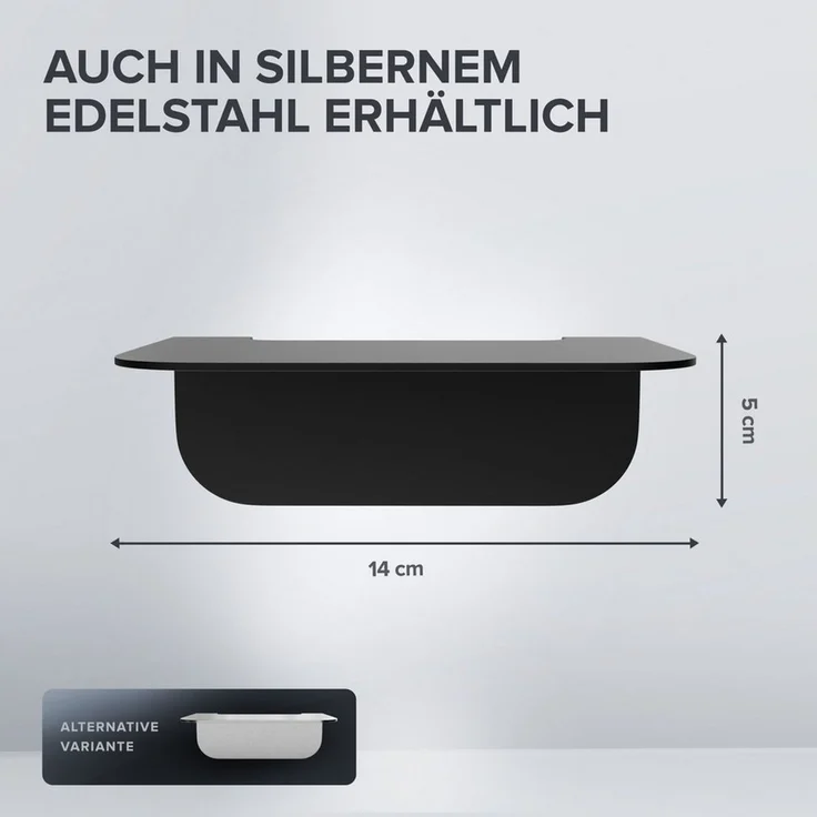 ovimar Badregal Gimsoya, 1-tlg, aus Edelstahl in Schwarz zur Zum Kleben – Bild 2