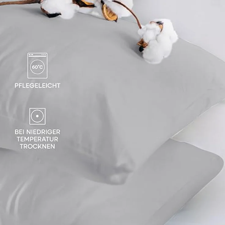Twinzen® Kissenbezug 40x80 (2er-Set) - 100% Jersey Baumwolle 150 GSM Kissenbezüge - Grau - Für Kissenbezüge 40x80 cm - Kissenhülle - Kissenbezug mit Reißverschluss - Oeko-Tex Zertifiziert – Bild 7