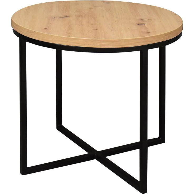 Couchtisch Rund Elesa 4 60x51x60 Holzwerkstoff Schwarz/Asteiche