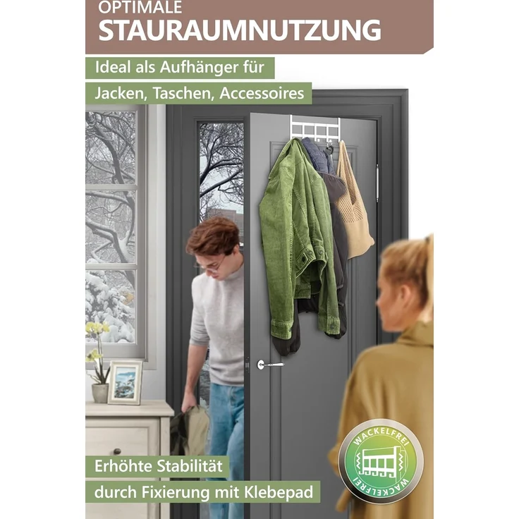 4smile Türgarderobe zum Einhängen – Weisse Türhaken universell verwendbar, flexible Kleiderhaken Tür, robust - Vielseitige Haken zum Einhängen, platzsparende Türhakenleiste für gesamte Wohnung – Bild 3