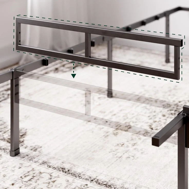 Zinus Justin Bett 160x200 cm – 36 cm Höhe mit Stauraum unter dem Bett – Plattformbett aus Metall – Schwarz – Bild 3