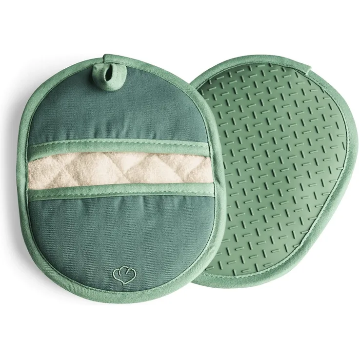Springlane Topfhandschuhe SPRINGLANE Topflappen-Set 2-tlg. Mint, Silikon & Baumwolle, (2-tlg)