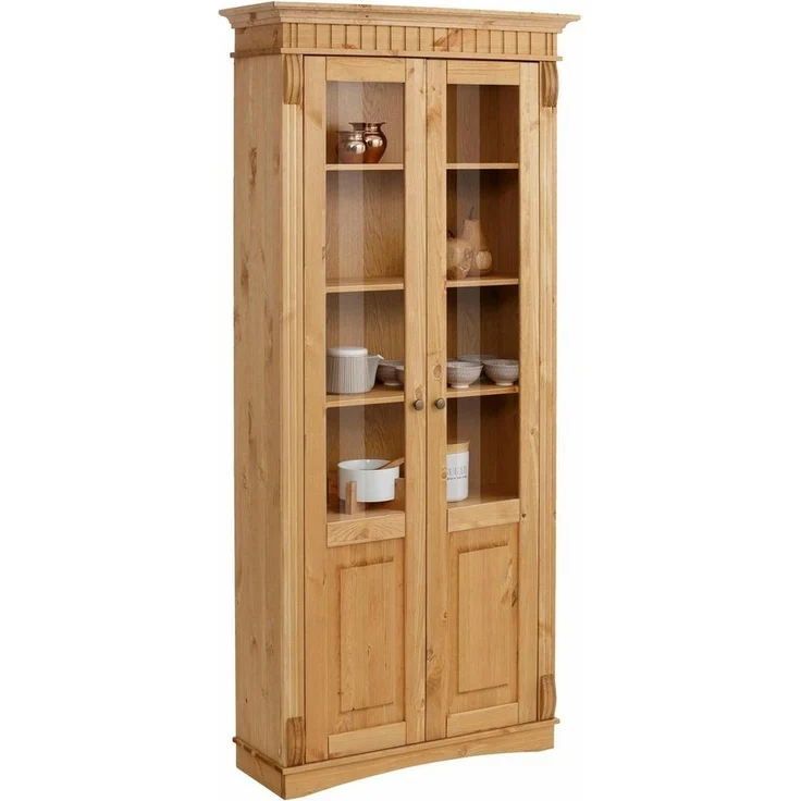 Home affaire Glasvitrine Teresa mit 2 Glastüren, Höhe 193 cm, aus massiver Kiefer, FSC® – Bild 1