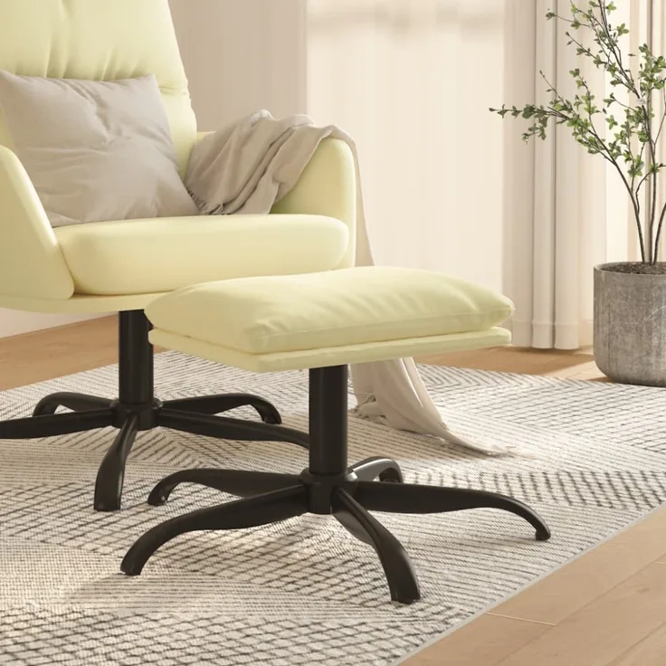 vidaXL Fußhocker Creme 60 x 60 x 39 cm Kunstleder [341590]