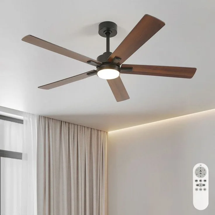 DELIPOP – Dimmbarer LED – Deckenventilator mit 6 Geschwindigkeitsstufen – Leiser Deckenventilator mit Fernbedienung, Schwarz, für Schlaf – und Wohnzimmer – 132x132x44cm