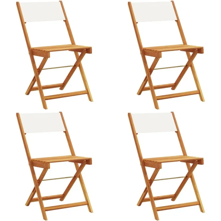 vidaXL Gartenstühle 4 Stk. Klappbar Cremeweiß Stoff und Massivholz 3214610